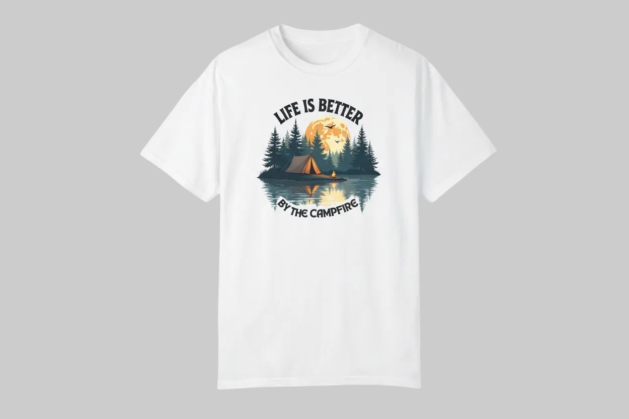 "Life is Better by the Campfire" T-Shirt - Athletic Heather - Sloth & Duck