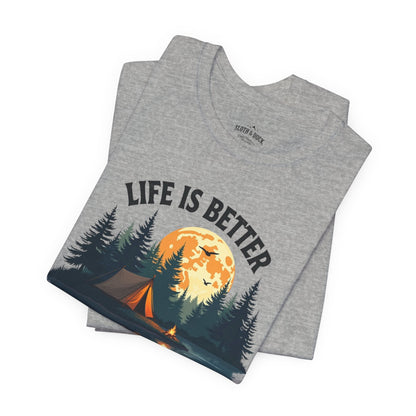 "Life is Better by the Campfire" T-Shirt - Athletic Heather - Sloth & Duck