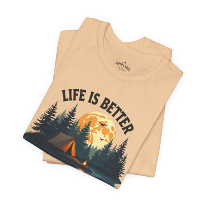 "Life is Better by the Campfire" T-Shirt - Sand Dune - Sloth & Duck