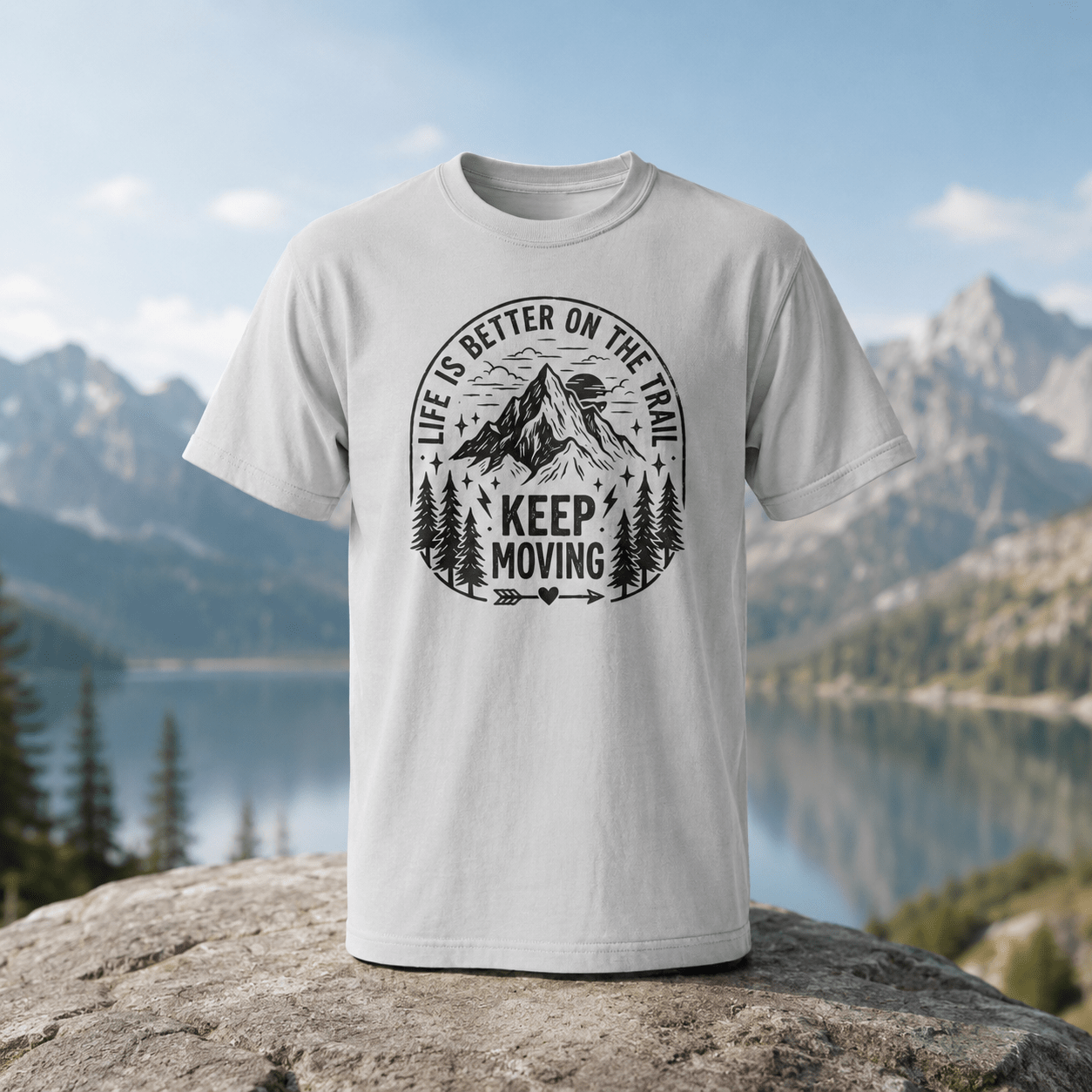 Life Is Better On The Trail Mountain T-Shirt - S - Sloth & Duck