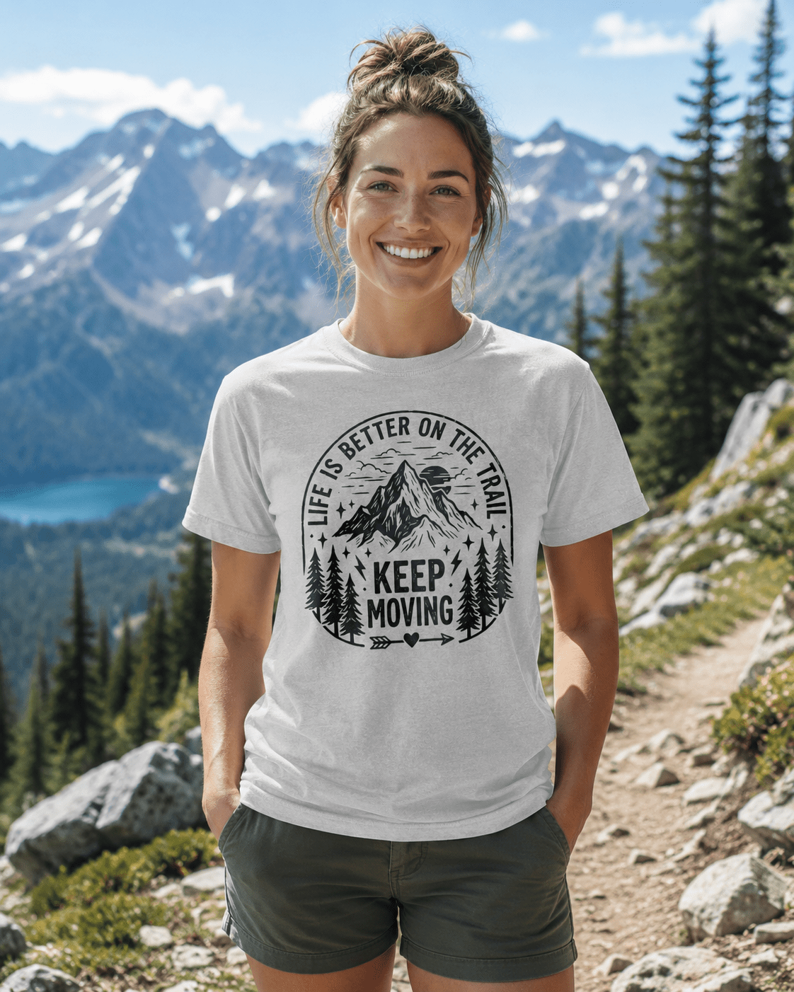 Life Is Better On The Trail Mountain T-Shirt - S - Sloth & Duck