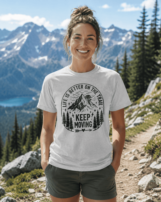 Life Is Better On The Trail Mountain T-Shirt - S - Sloth & Duck