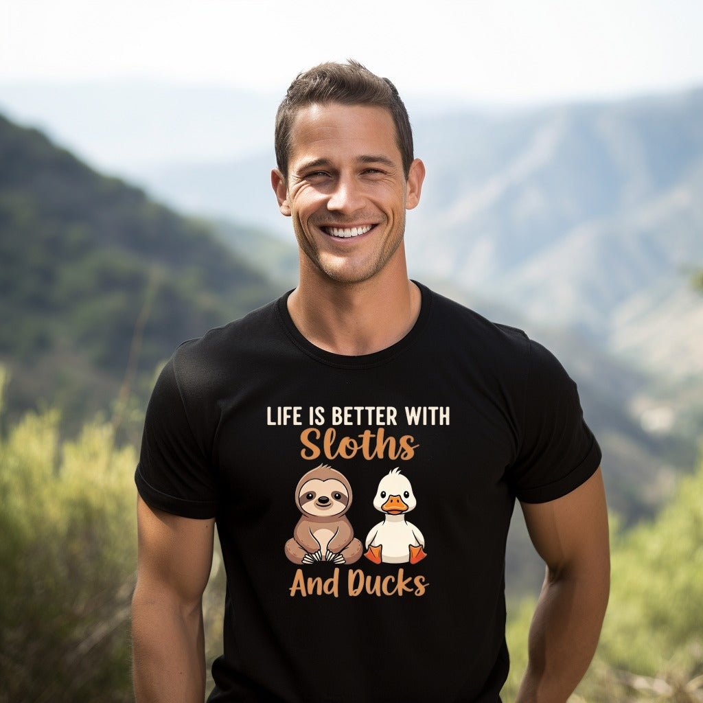 Life Is Better with Sloths and Ducks T-Shirt - S - Sloth & Duck