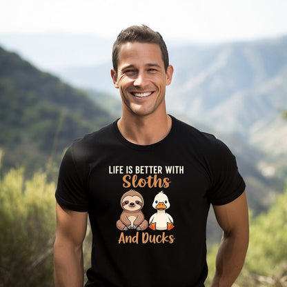 Life Is Better with Sloths and Ducks T-Shirt - S - Sloth & Duck
