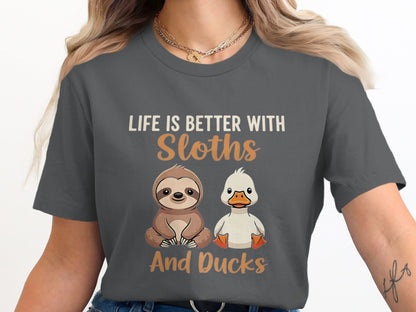 Life Is Better with Sloths and Ducks T-Shirt - S - Sloth & Duck
