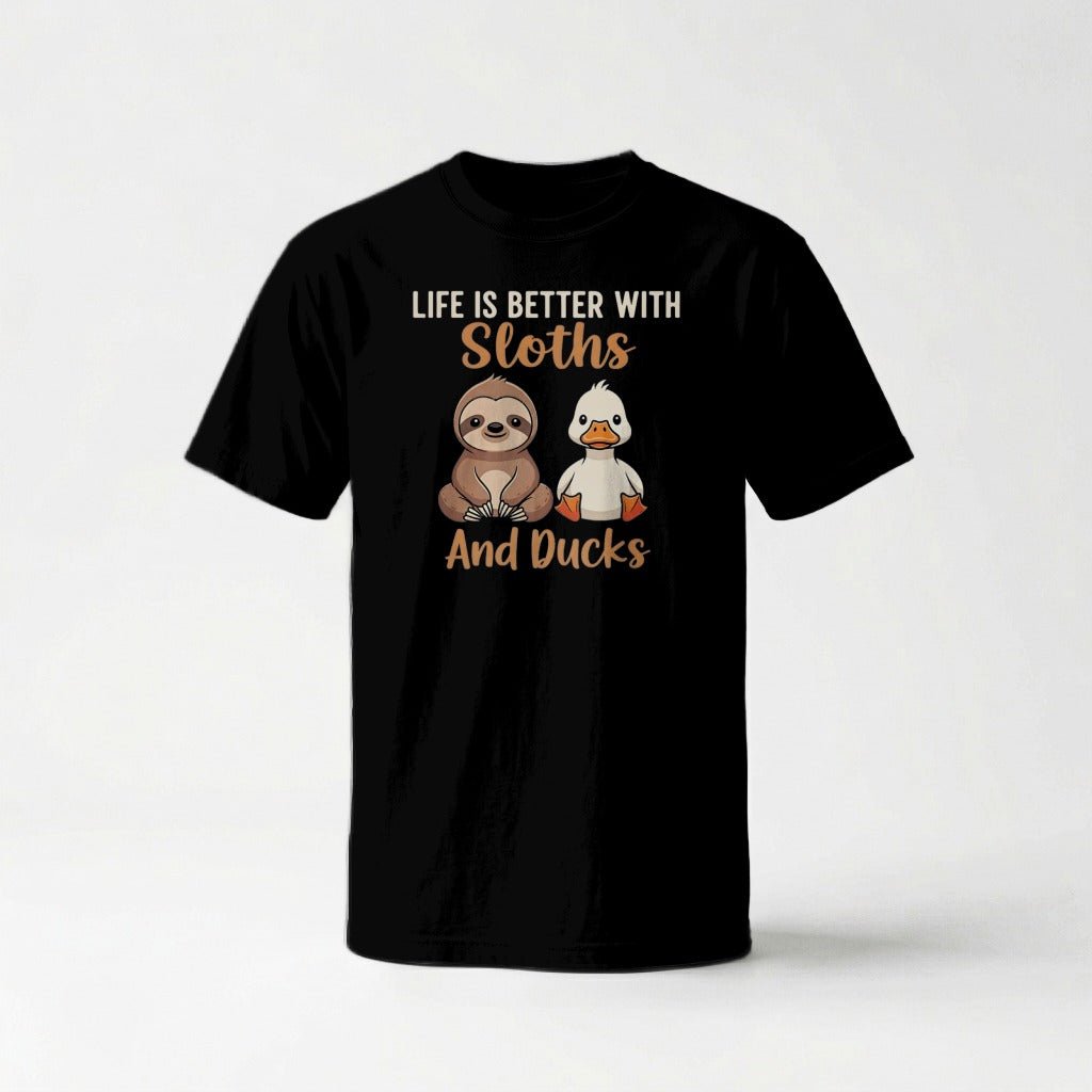 Life Is Better with Sloths and Ducks T-Shirt - S - Sloth & Duck