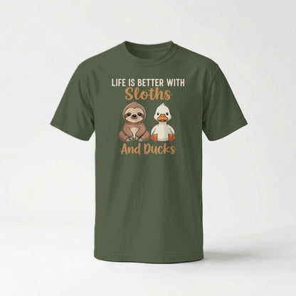 Life Is Better with Sloths and Ducks T-Shirt - S - Sloth & Duck