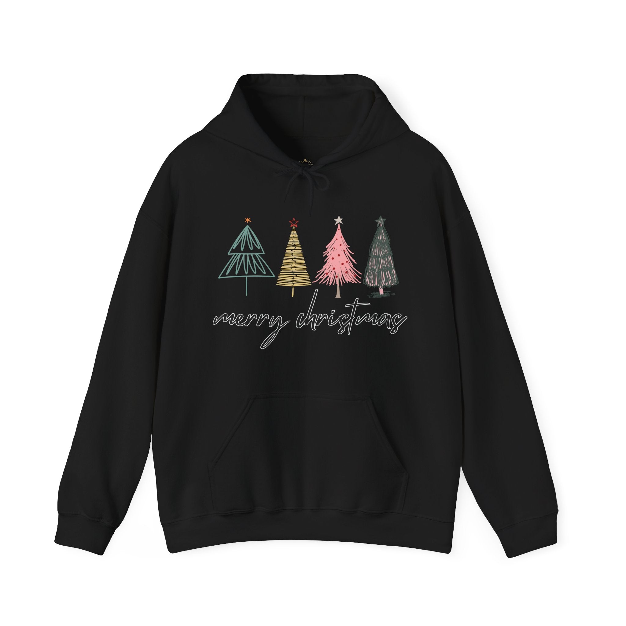 merry christmas trees black hoodie