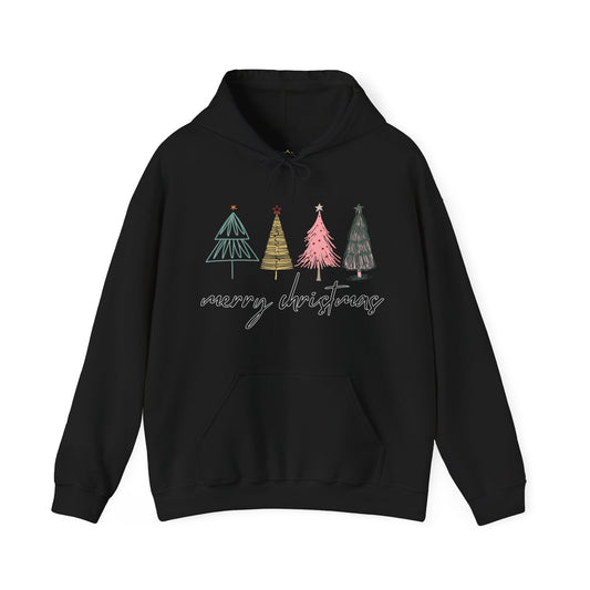 merry christmas trees black hoodie