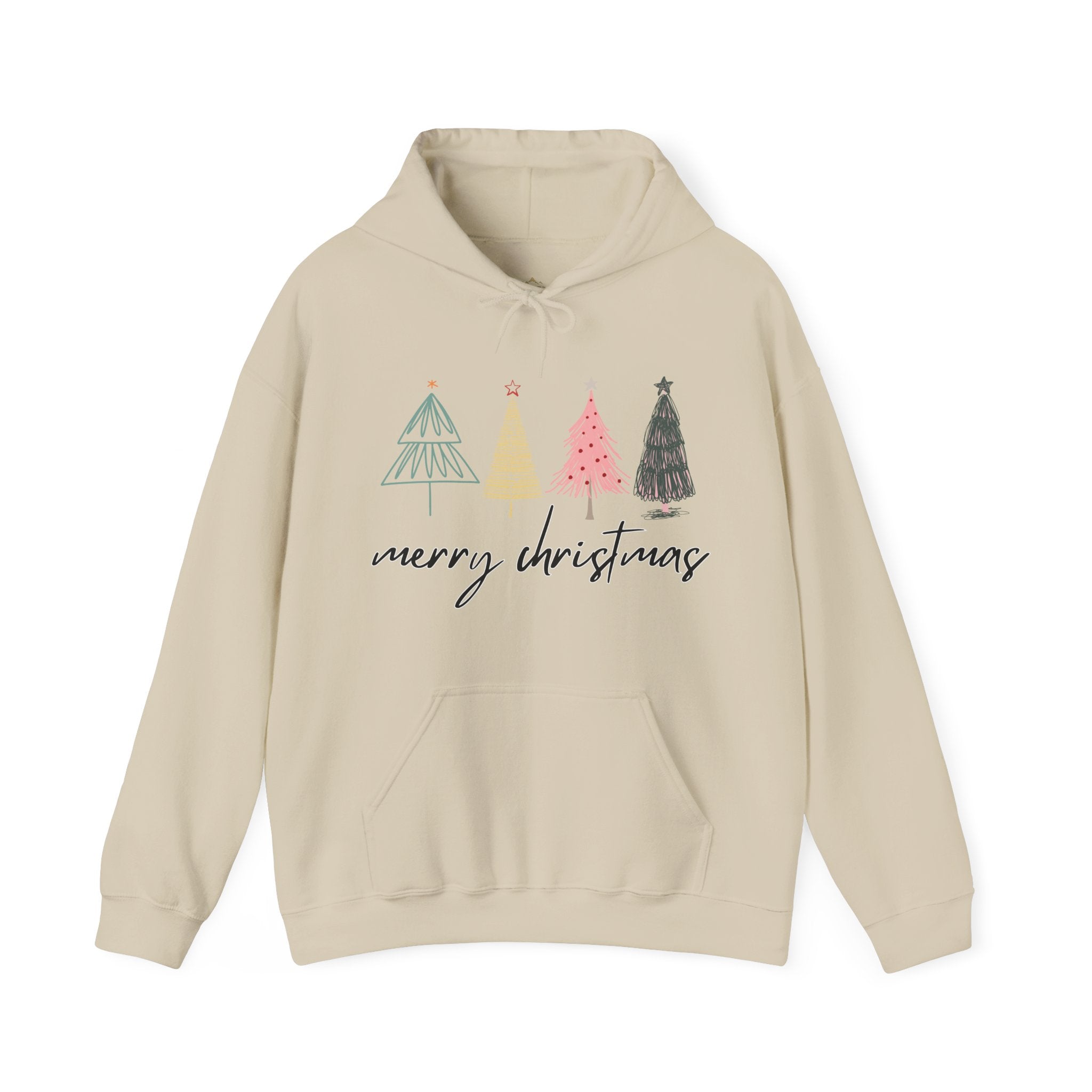 merry christmas trees tan hoodie