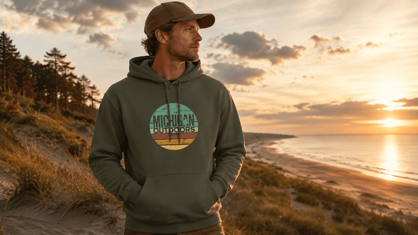 Michigan Outdoor Hoodie | Great Lakes Trail Runner Sweatshirt - S - Sloth & Duck
