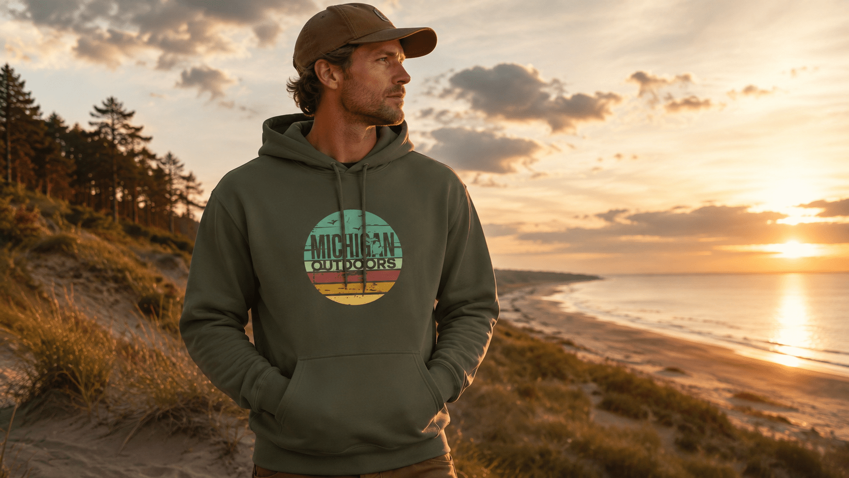 Michigan Outdoor Hoodie | Great Lakes Trail Runner Sweatshirt - S - Sloth & Duck