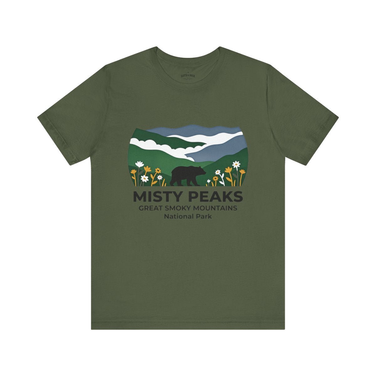 Misty Peaks Great Smoky Mountains National Park T-Shirt - S - Sloth & Duck