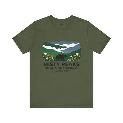Misty Peaks Great Smoky Mountains National Park T-Shirt - S - Sloth & Duck