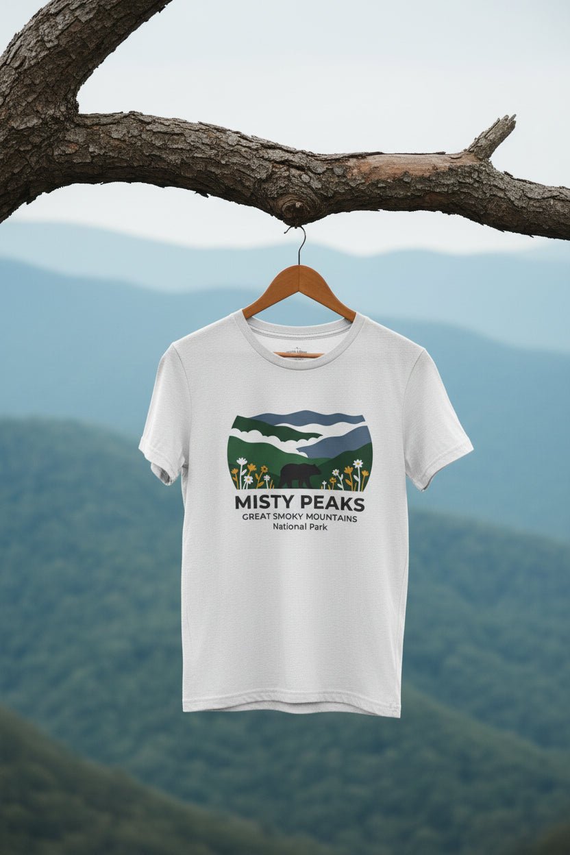 Misty Peaks Great Smoky Mountains National Park T-Shirt - S - Sloth & Duck