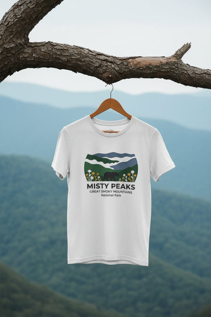 Misty Peaks Great Smoky Mountains National Park T-Shirt - S - Sloth & Duck