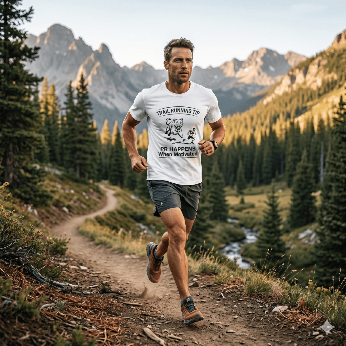 Motivational Trail Running T-Shirt - Mens - White - Sloth & Duck