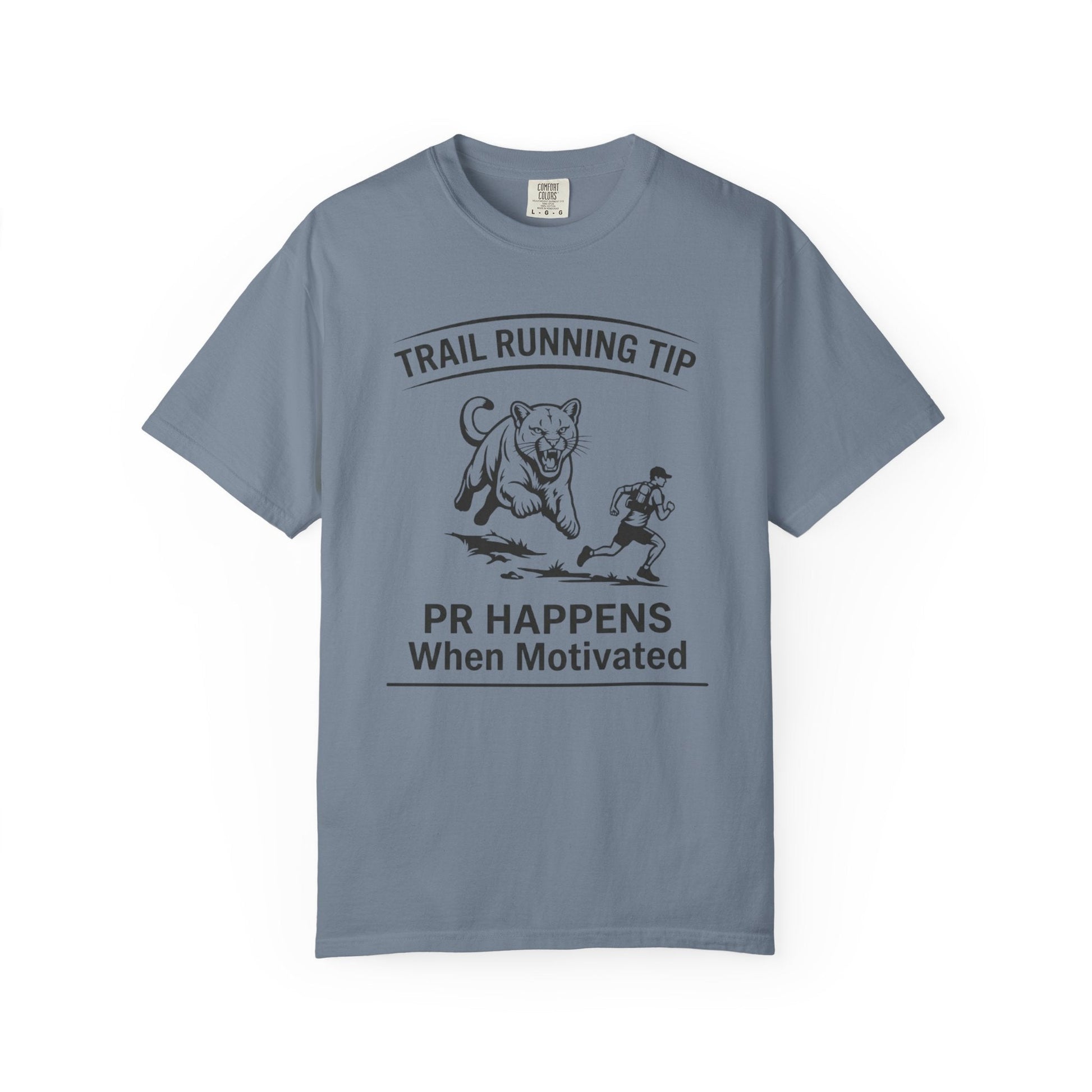 Motivational Trail Running T-Shirt - Mens - Blue Jean - Sloth & Duck