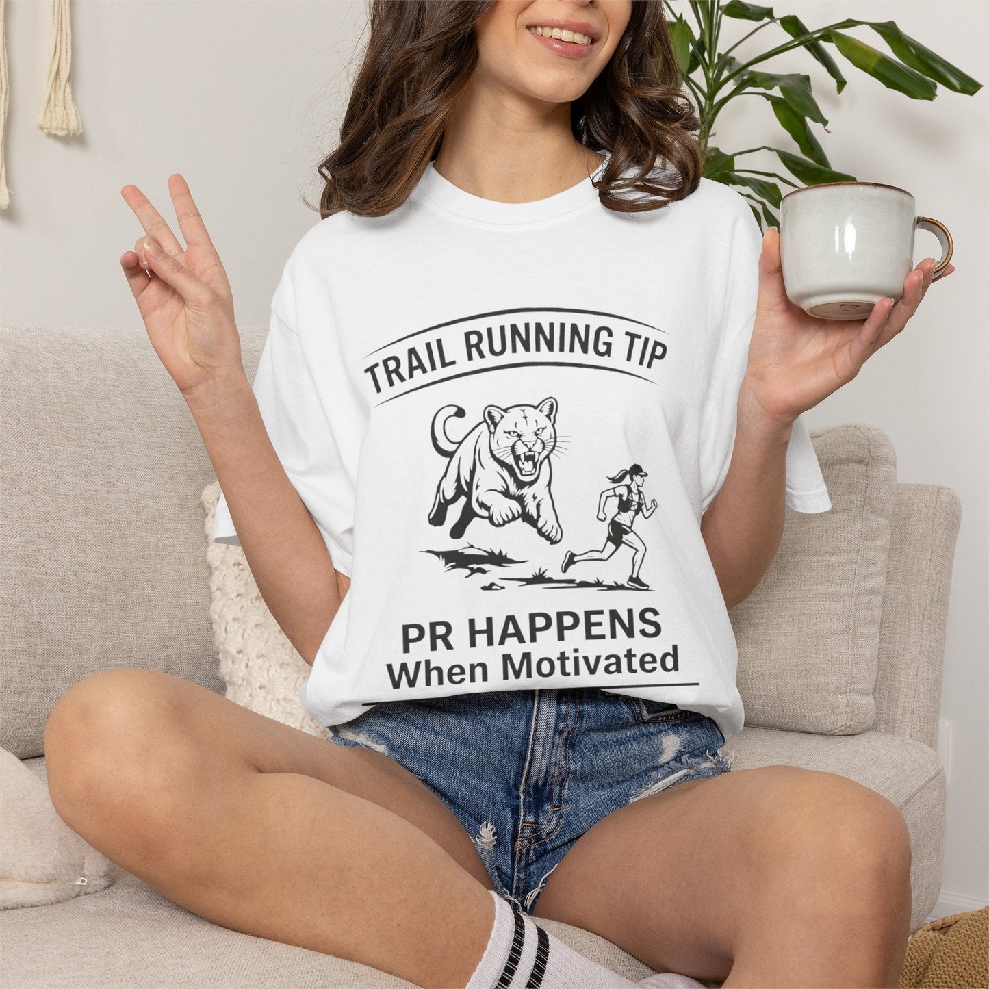 Motivational Trail Running T-Shirt - Womens - White - Sloth & Duck