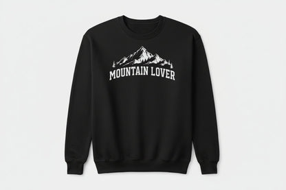 "Mountain Lover" Cozy Crewneck Sweatshirt - Black - Sloth & Duck