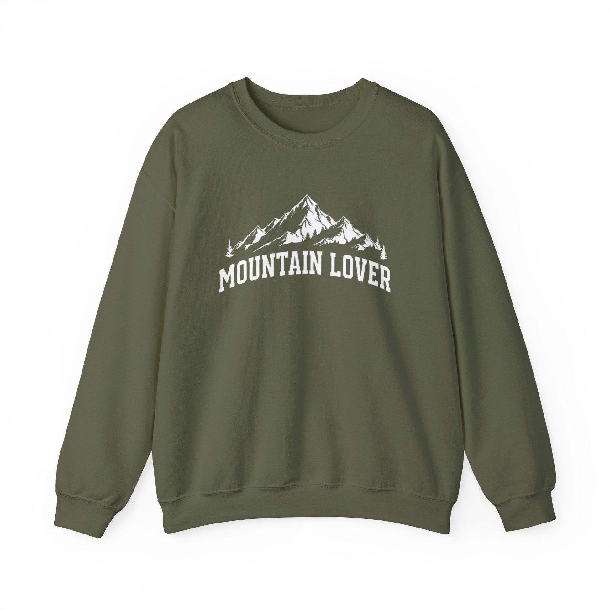 "Mountain Lover" Cozy Crewneck Sweatshirt - White - Sloth & Duck