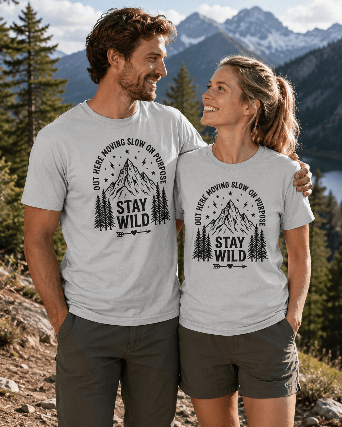 Moving Slow, Stay Wild Mountain T-Shirt - S - Sloth & Duck