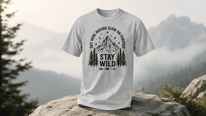 Moving Slow, Stay Wild Mountain T-Shirt - S - Sloth & Duck