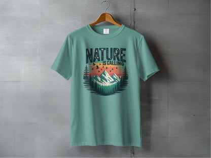 "Nature is Calling" Retro Sunset T-Shirt - S - Sloth & Duck