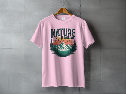 "Nature is Calling" Retro Sunset T-Shirt - S - Sloth & Duck