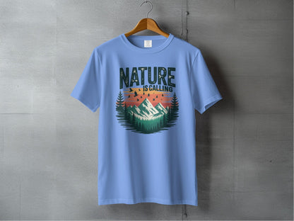 "Nature is Calling" Retro Sunset T-Shirt - S - Sloth & Duck