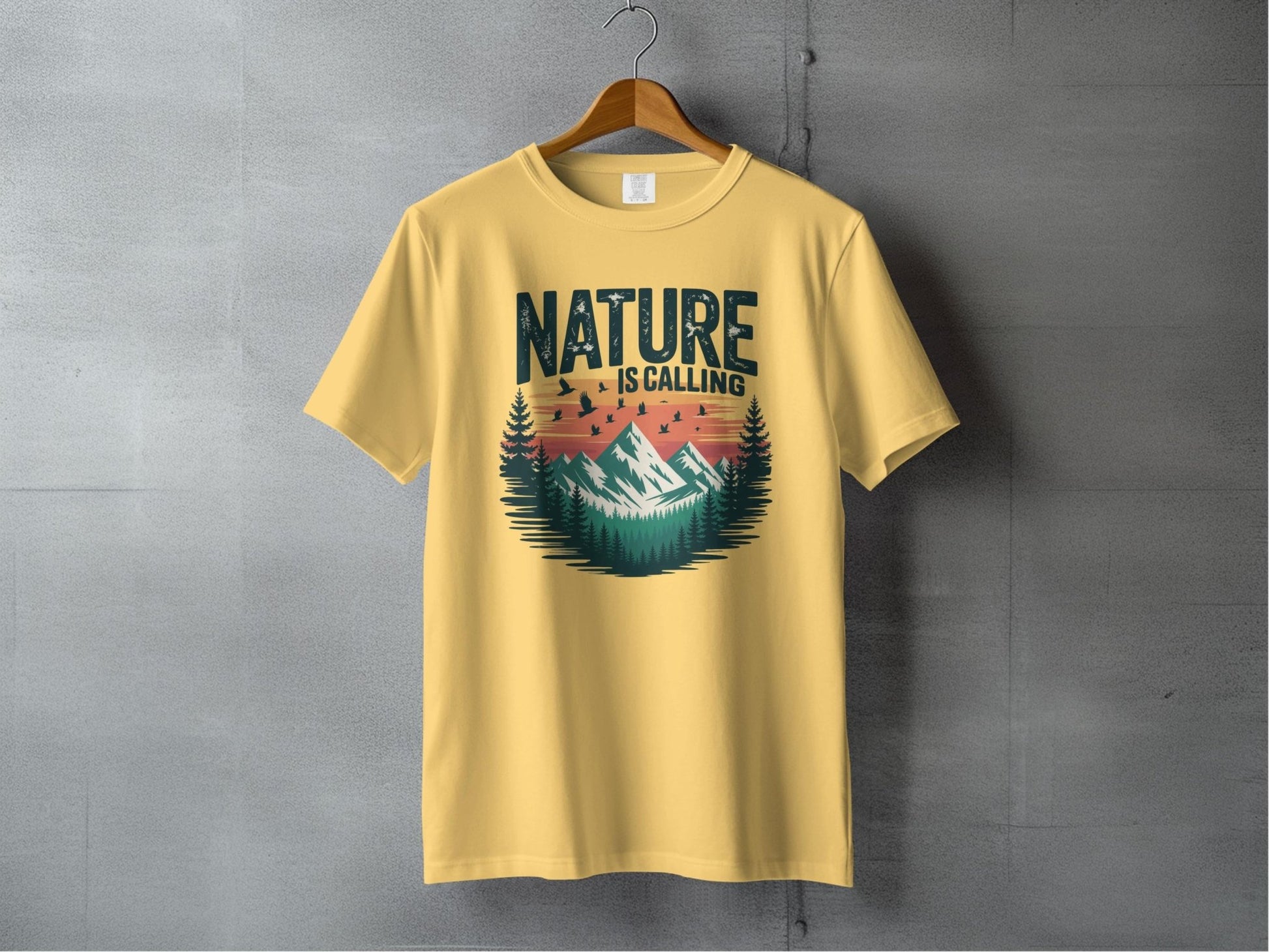 "Nature is Calling" Retro Sunset T-Shirt - S - Sloth & Duck