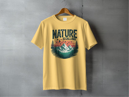 "Nature is Calling" Retro Sunset T-Shirt - S - Sloth & Duck