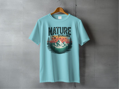 "Nature is Calling" Retro Sunset T-Shirt - S - Sloth & Duck