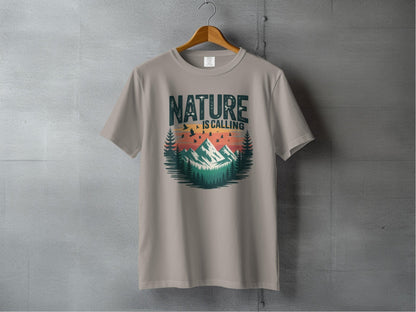 "Nature is Calling" Retro Sunset T-Shirt - S - Sloth & Duck