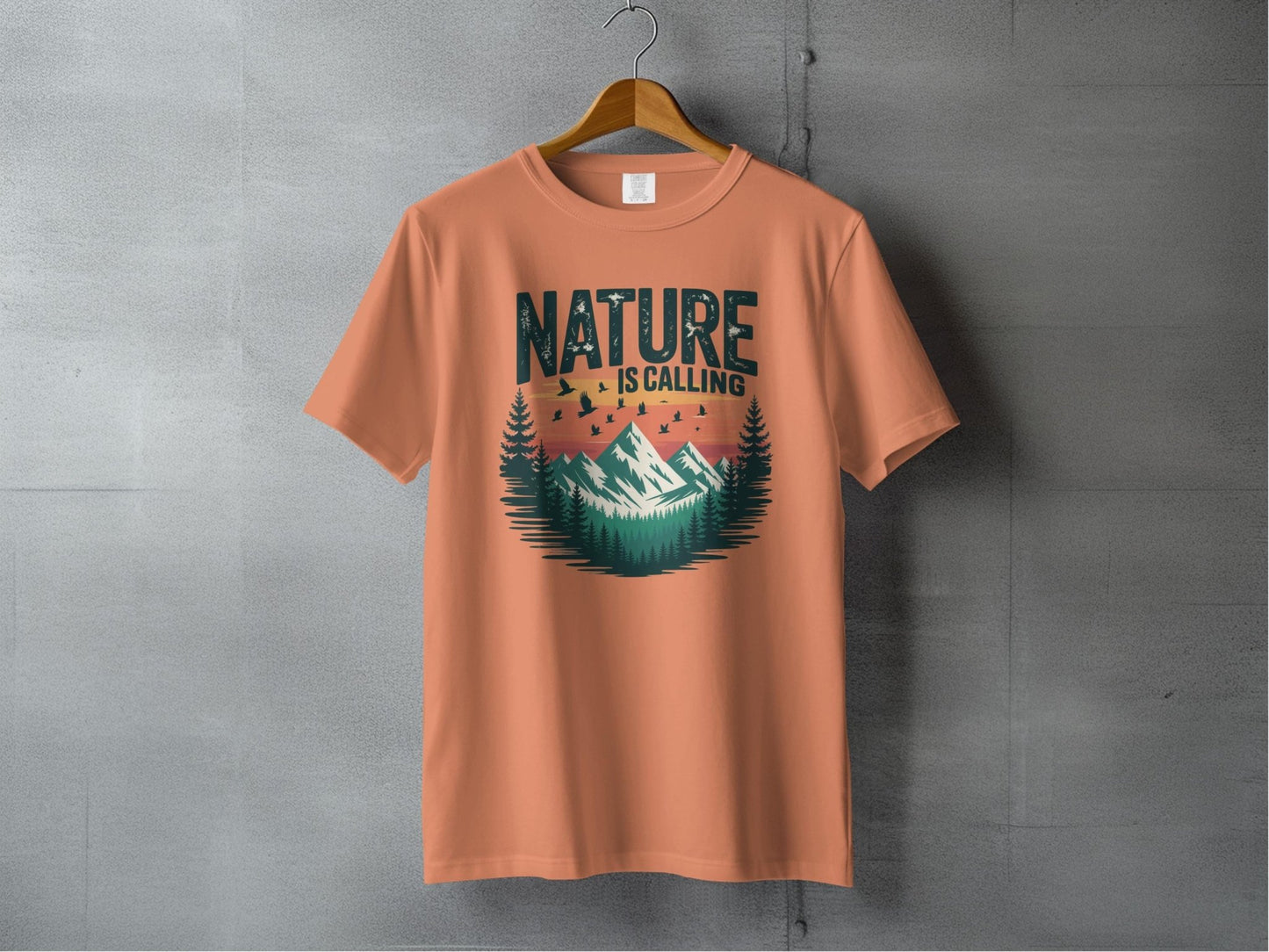 "Nature is Calling" Retro Sunset T-Shirt - S - Sloth & Duck