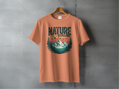 "Nature is Calling" Retro Sunset T-Shirt - S - Sloth & Duck
