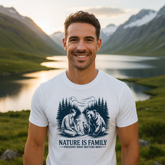 Nature Is Family T-Shirt - Dusty Blue - Sloth & Duck