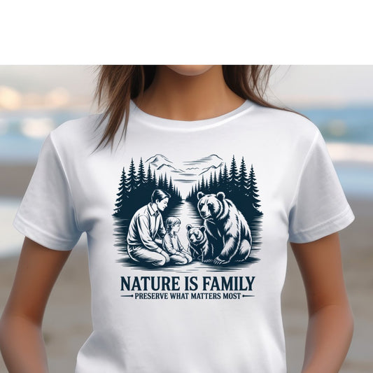 Nature Is Family T-Shirt - Dusty Blue - Sloth & Duck