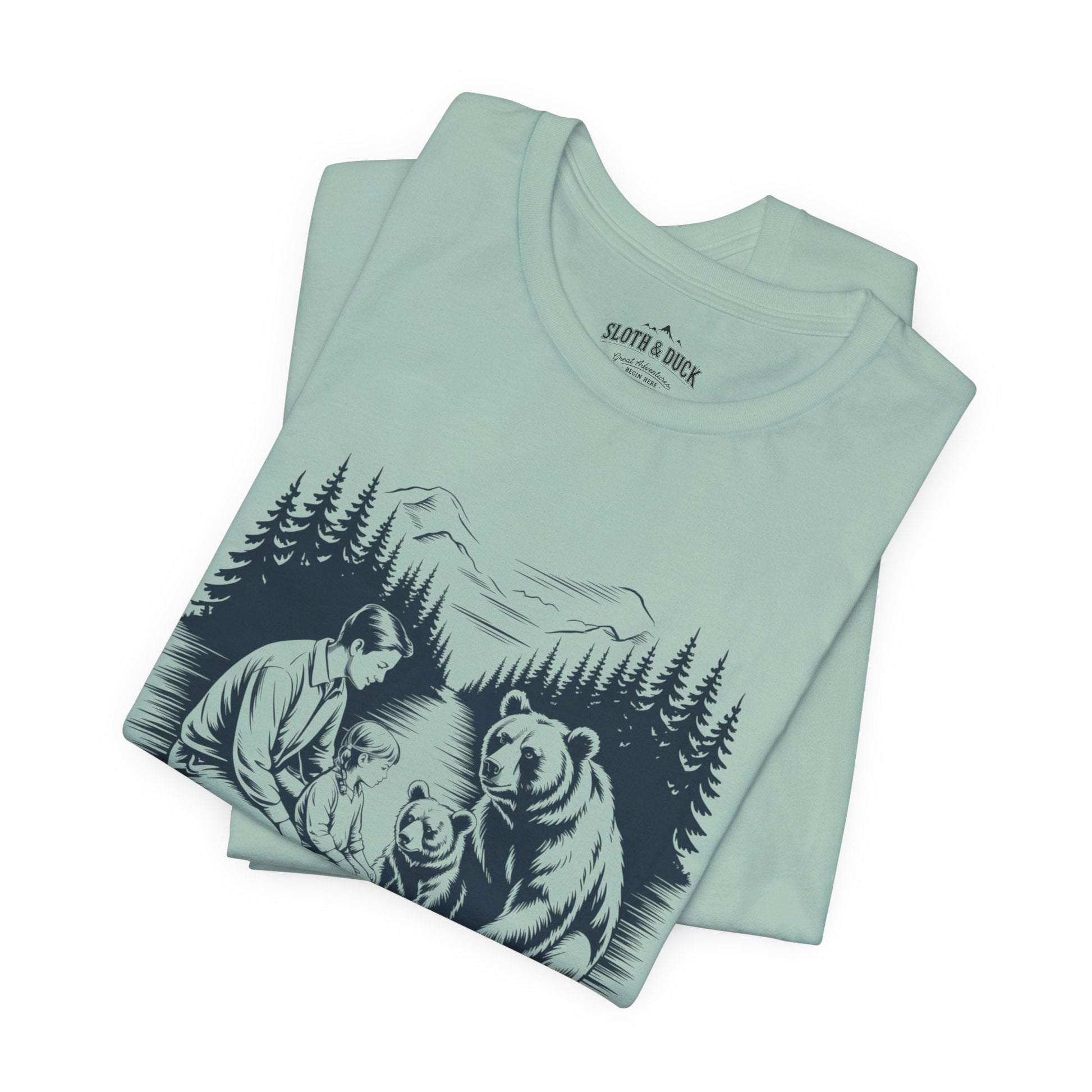 Nature Is Family T-Shirt - Dusty Blue - Sloth & Duck