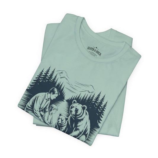 Nature Is Family T-Shirt - Dusty Blue - Sloth & Duck