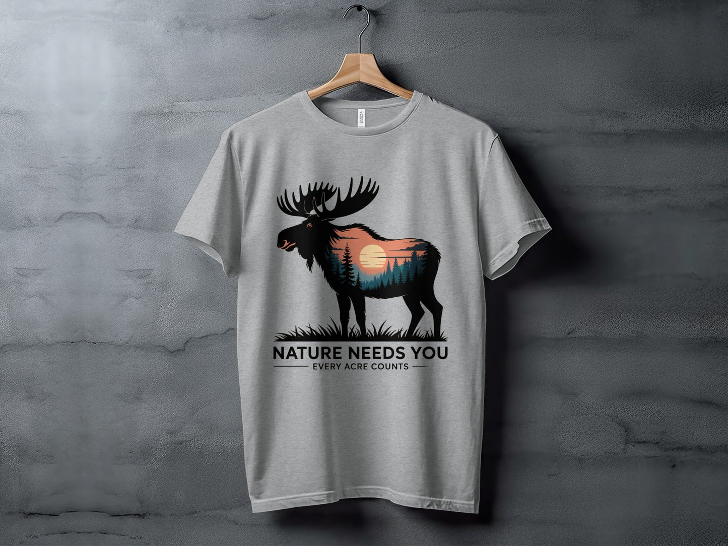 "Nature Needs You" Moose T-Shirt, - XS - Sloth & Duck