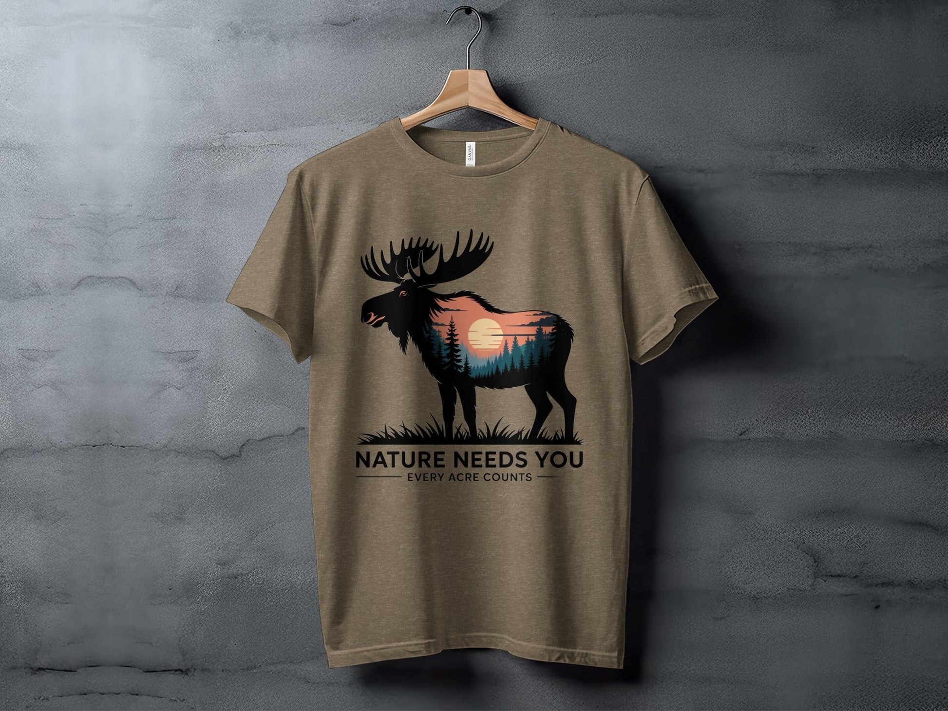 "Nature Needs You" Moose T-Shirt, - XS - Sloth & Duck