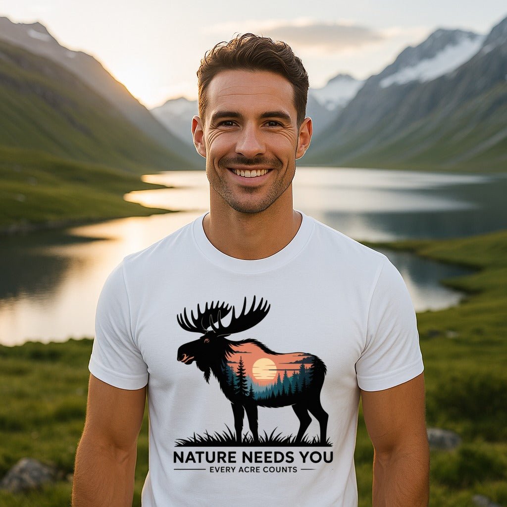"Nature Needs You" Moose T-Shirt, - XS - Sloth & Duck