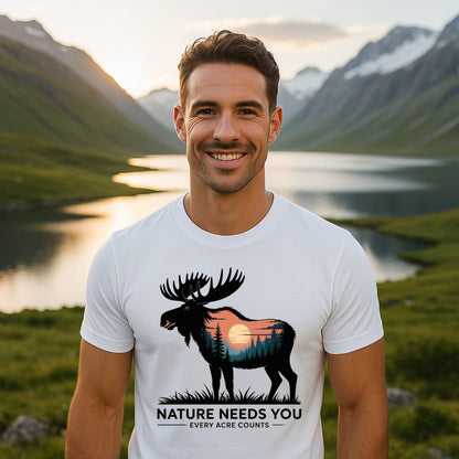 "Nature Needs You" Moose T-Shirt, - XS - Sloth & Duck