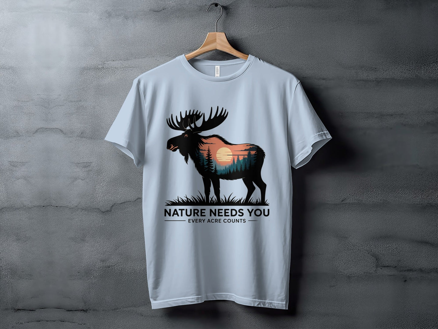 "Nature Needs You" Moose T-Shirt, - XS - Sloth & Duck