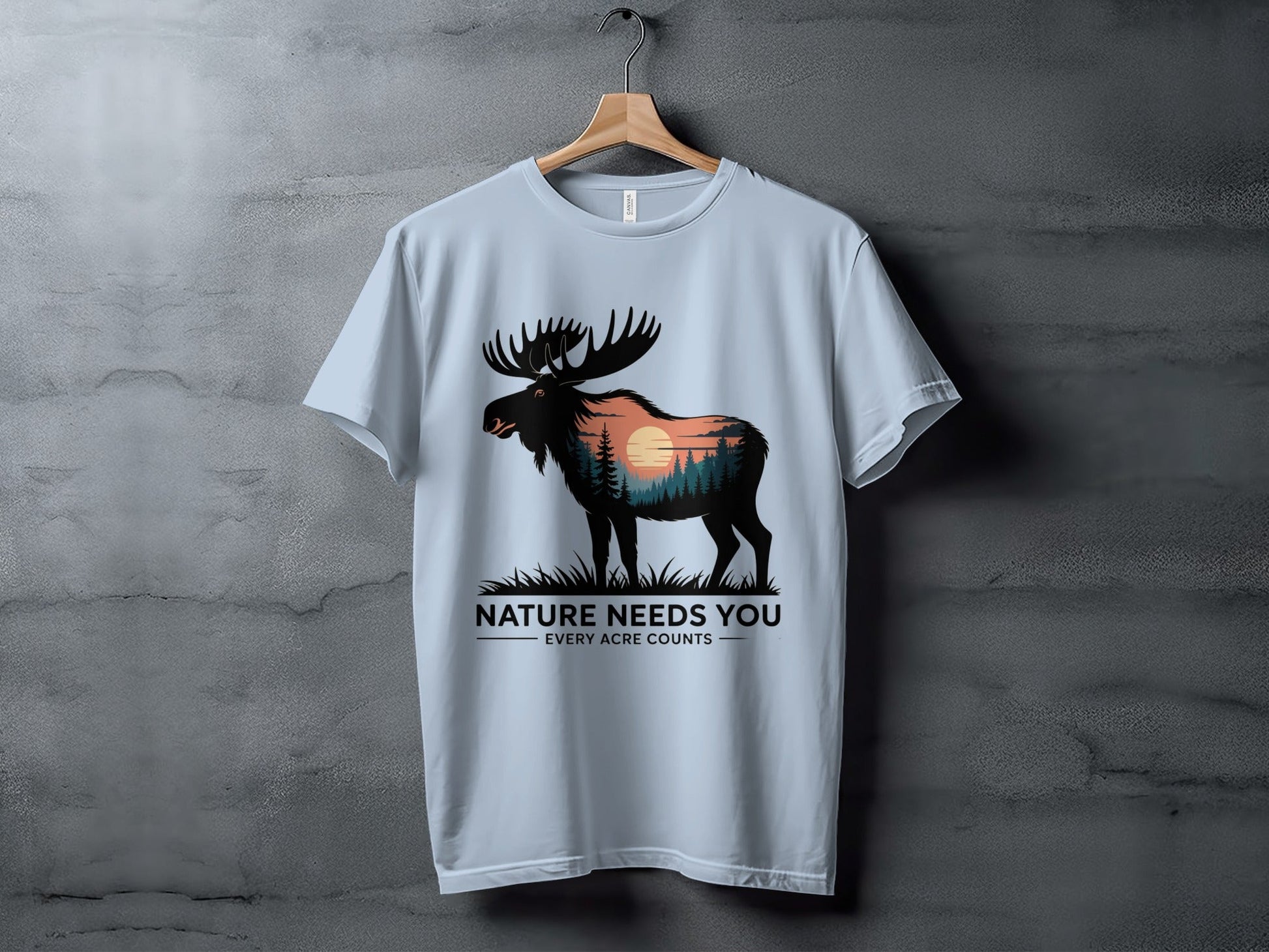 "Nature Needs You" Moose T-Shirt, - XS - Sloth & Duck