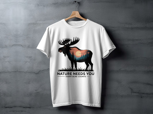 "Nature Needs You" Moose T-Shirt, - XS - Sloth & Duck