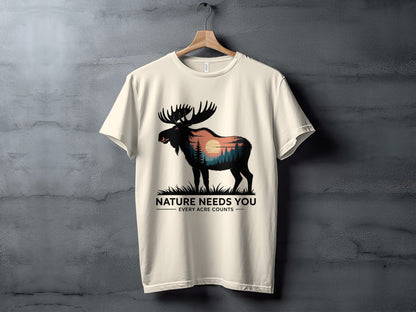 "Nature Needs You" Moose T-Shirt, - XS - Sloth & Duck