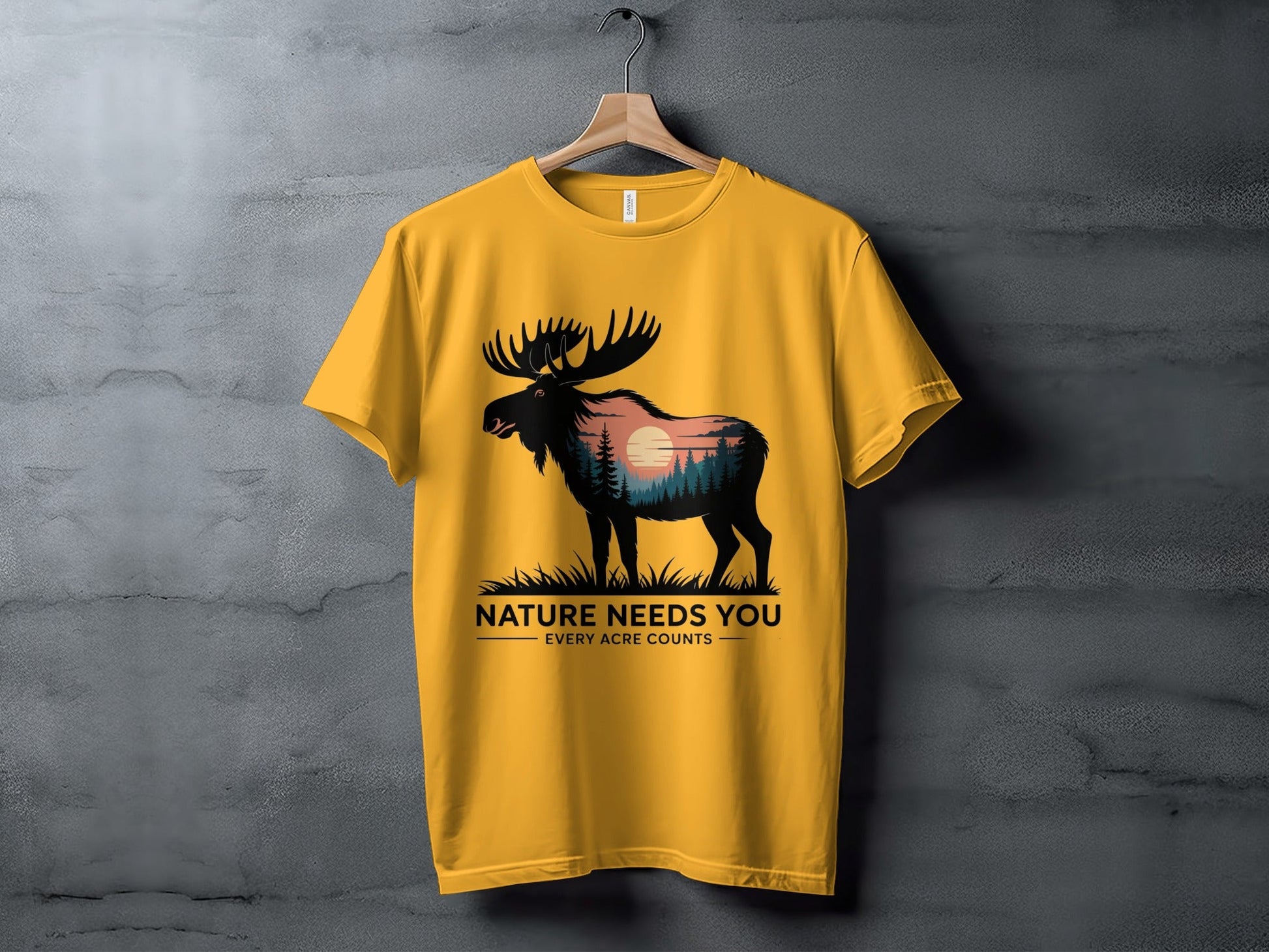 "Nature Needs You" Moose T-Shirt, - XS - Sloth & Duck
