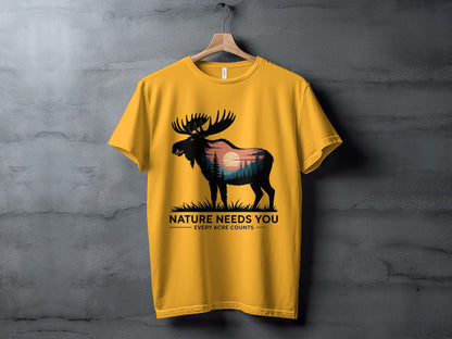 "Nature Needs You" Moose T-Shirt, - XS - Sloth & Duck